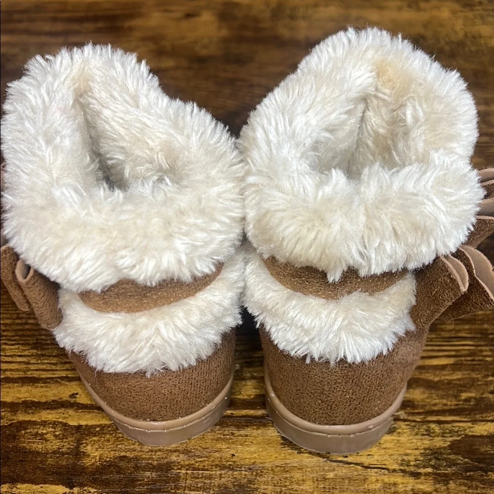 Brown and Cream Ankle Boots with Plush Lining